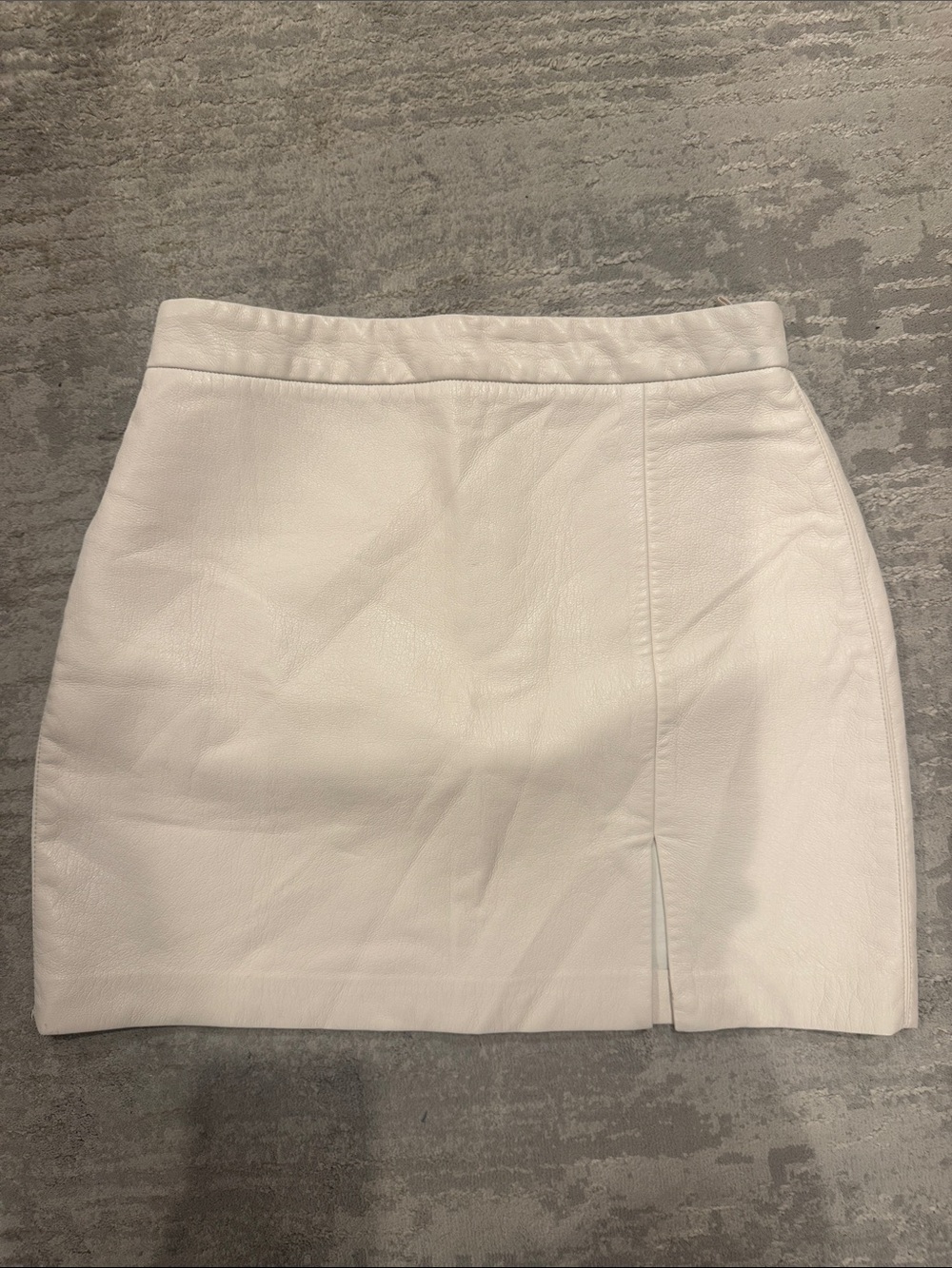 Wilfred White Faux Leather Mini Skirt with Subtle Front Seam
